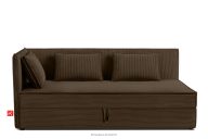 Boxspringbett 90 cm mit Rückenlehne aus dunkelbraunem Kordstoff