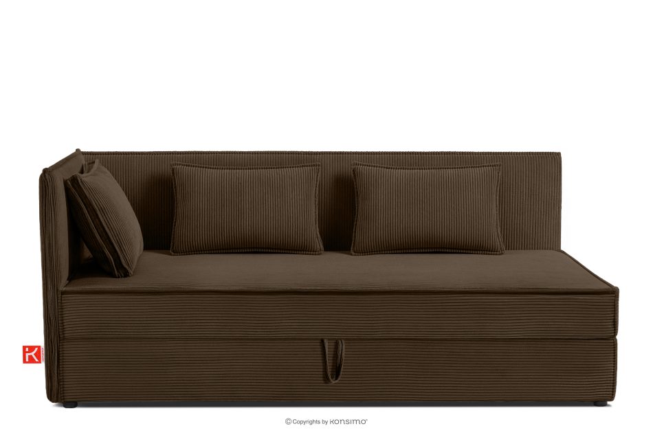 ROTI Boxspringbett 90 cm mit Rückenlehne aus dunkelbraunem Kordstoff dunkelbraun - Foto 0