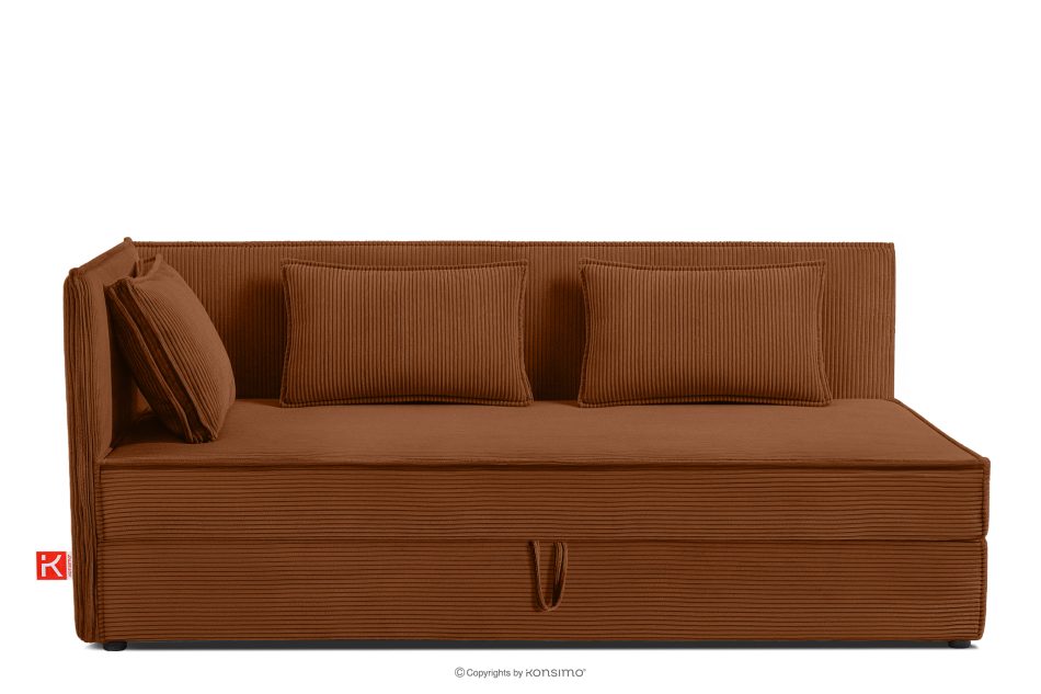 ROTI Boxspringbett 90 cm mit Rückenlehne aus rotem Kordstoff rotbraun - Foto 0