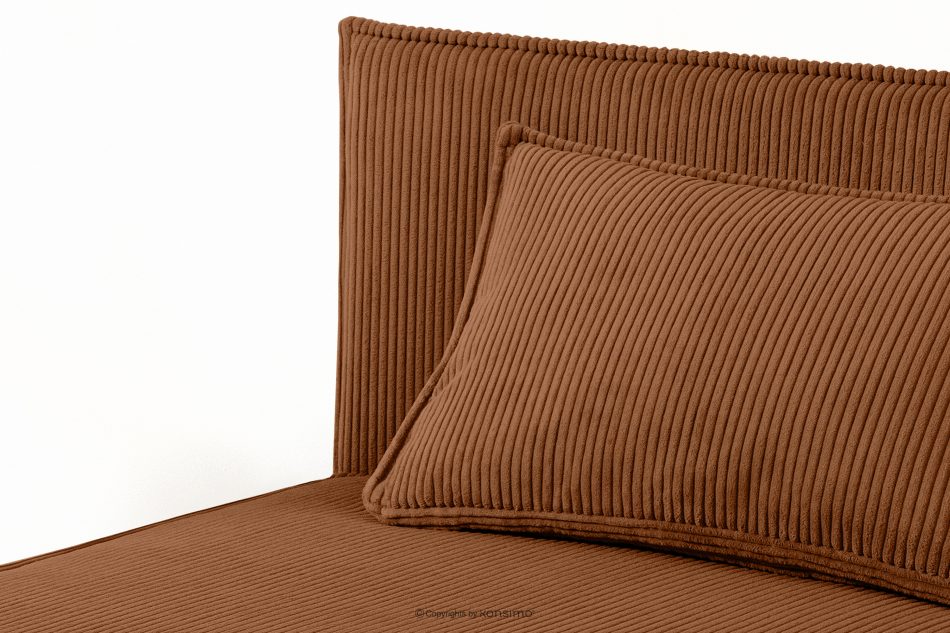 ROTI Boxspringbett 90 cm mit Rückenlehne aus rotem Kordstoff rotbraun - Foto 5