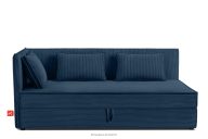 Boxspringbett 90 cm mit Rückenlehne aus dunkelblauem Kordstoff