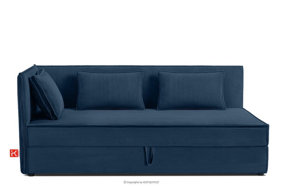 ROTI Boxspringbett 90 cm mit Rückenlehne aus dunkelblauem Kordstoff marineblau - Foto 0