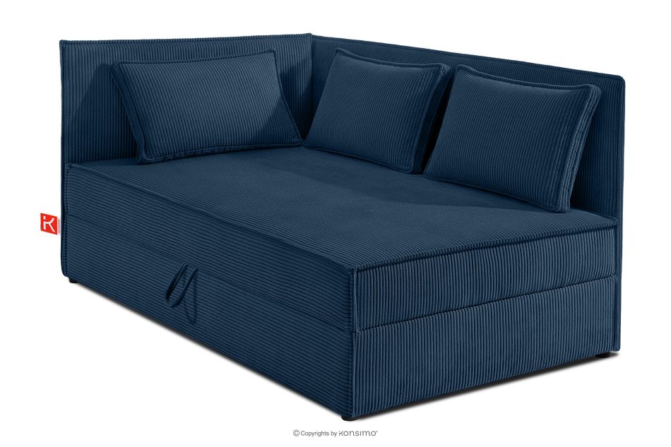 ROTI Boxspringbett 90 cm mit Rückenlehne aus dunkelblauem Kordstoff marineblau - Foto 2