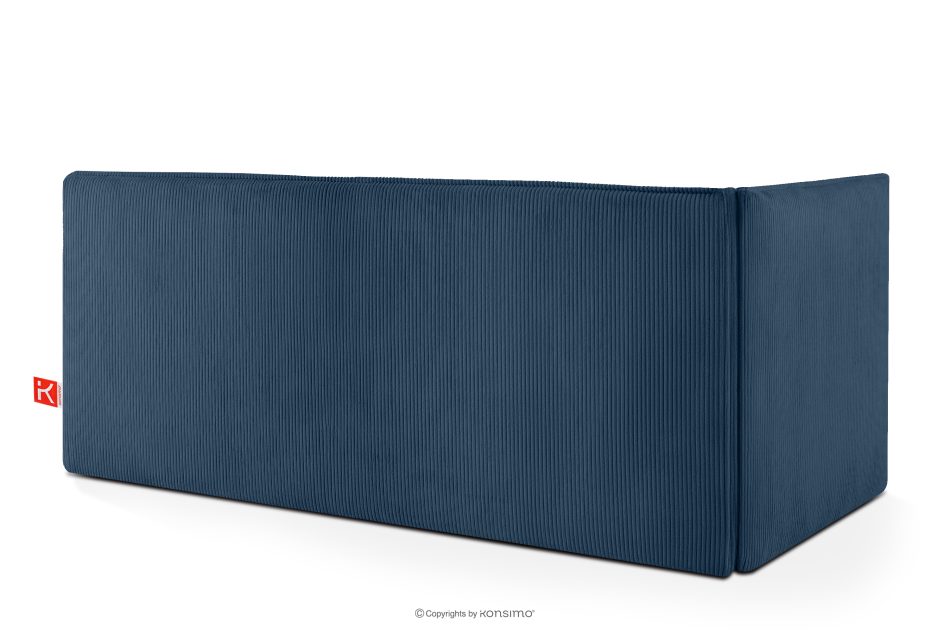 ROTI Boxspringbett 90 cm mit Rückenlehne aus dunkelblauem Kordstoff marineblau - Foto 3