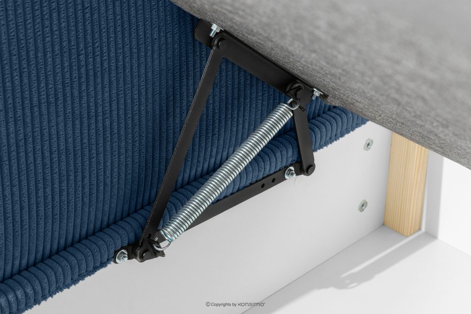 ROTI Boxspringbett 90 cm mit Rückenlehne aus dunkelblauem Kordstoff marineblau - Foto 6