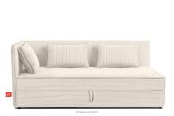 Boxspringbett 90 cm mit Rückenlehne aus ecrufarbenem Kordstoff