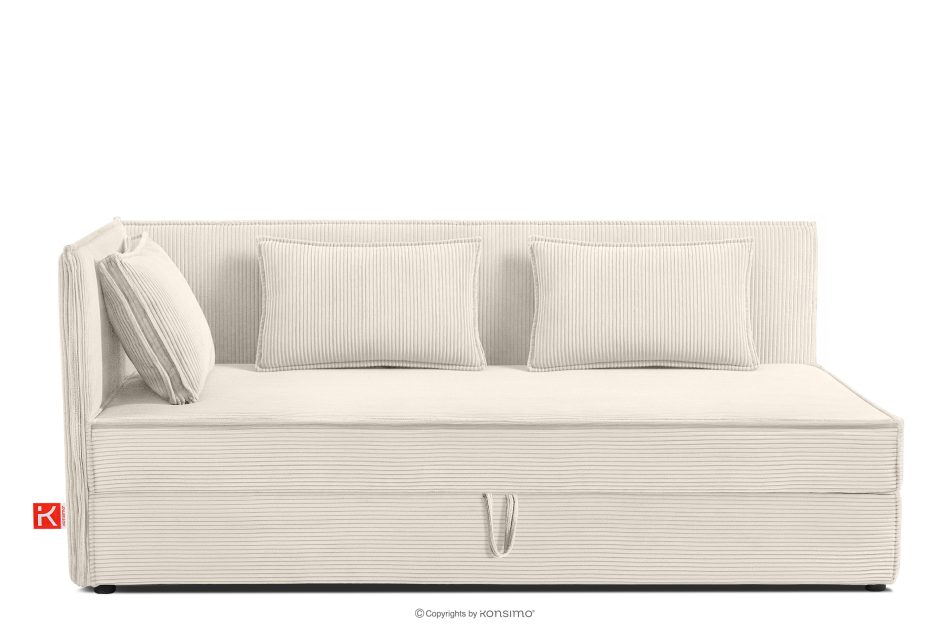 ROTI Boxspringbett 90 cm mit Rückenlehne aus ecrufarbenem Kordstoff ecru - Foto 0