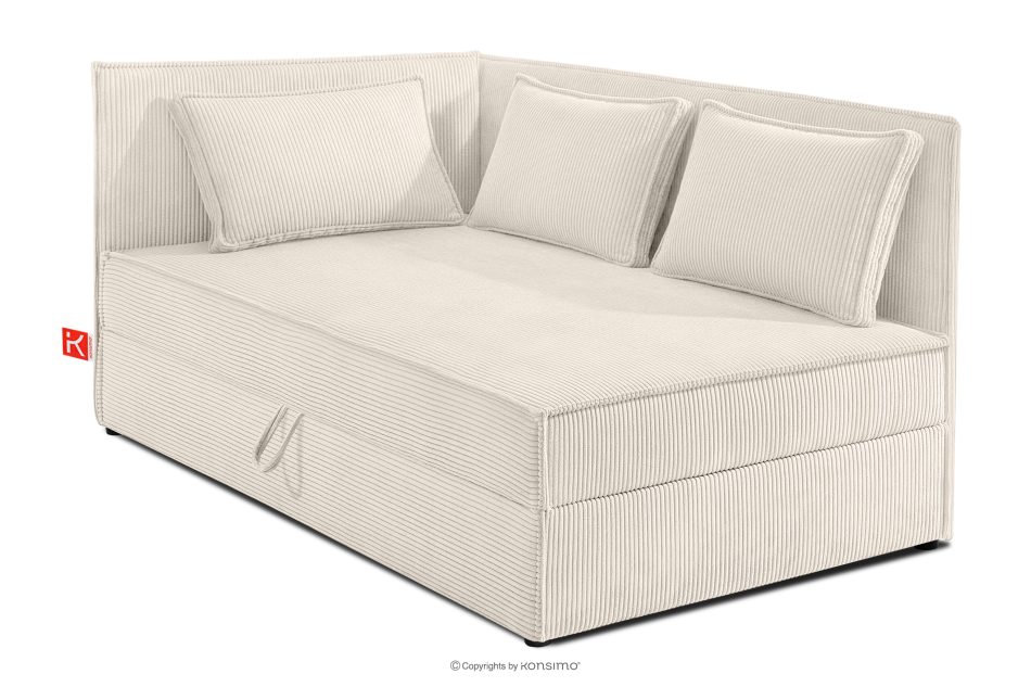 ROTI Boxspringbett 90 cm mit Rückenlehne aus ecrufarbenem Kordstoff ecru - Foto 2