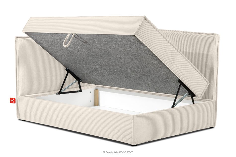 ROTI Boxspringbett 90 cm mit Rückenlehne aus ecrufarbenem Kordstoff ecru - Foto 4