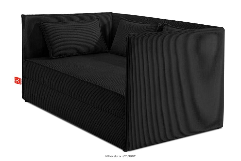 ROTI Boxspringbett 90 cm aus schwarzem Kordstoff schwarz - Foto 2