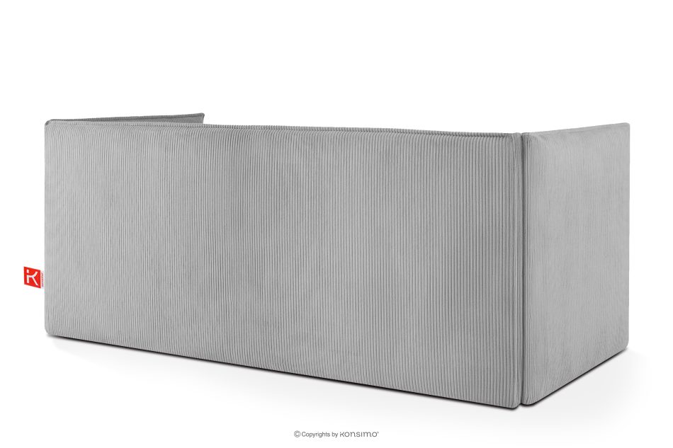 ROTI Boxspringbett 90 cm aus hellgrauem Kordstoff hellgrau - Foto 3