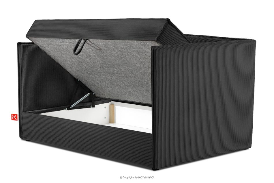ROTI Boxspringbett 90 cm aus dunkelgrauem Kordstoff dunkelgrau - Foto 4