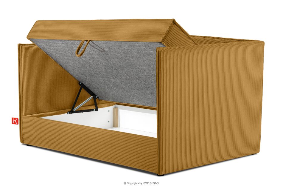 ROTI Boxspringbett 90 cm aus gelbem Kordstoff gelb - Foto 4