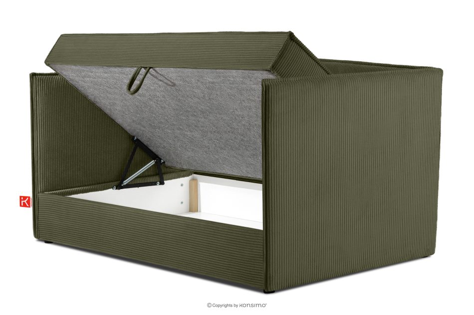 ROTI Boxspringbett 90 cm aus olivgrünem Kordstoff olivgrün - Foto 4