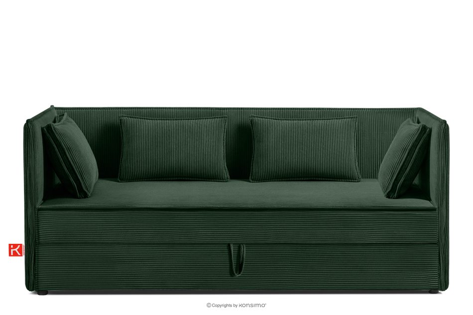 ROTI Boxspringbett für Jugendliche im Sofa-Stil aus Kordstoff 90 cm dunkelgrün dunkelgrün - Foto 0