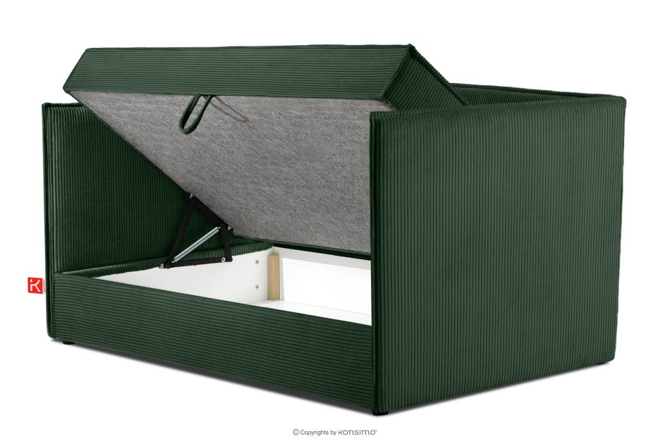 ROTI Boxspringbett für Jugendliche im Sofa-Stil aus Kordstoff 90 cm dunkelgrün dunkelgrün - Foto 4