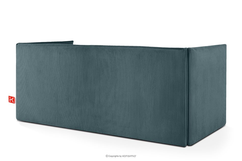 ROTI Boxspringbett für Jugendliche im Sofa-Stil aus Kordstoff 90 cm blau blau - Foto 3