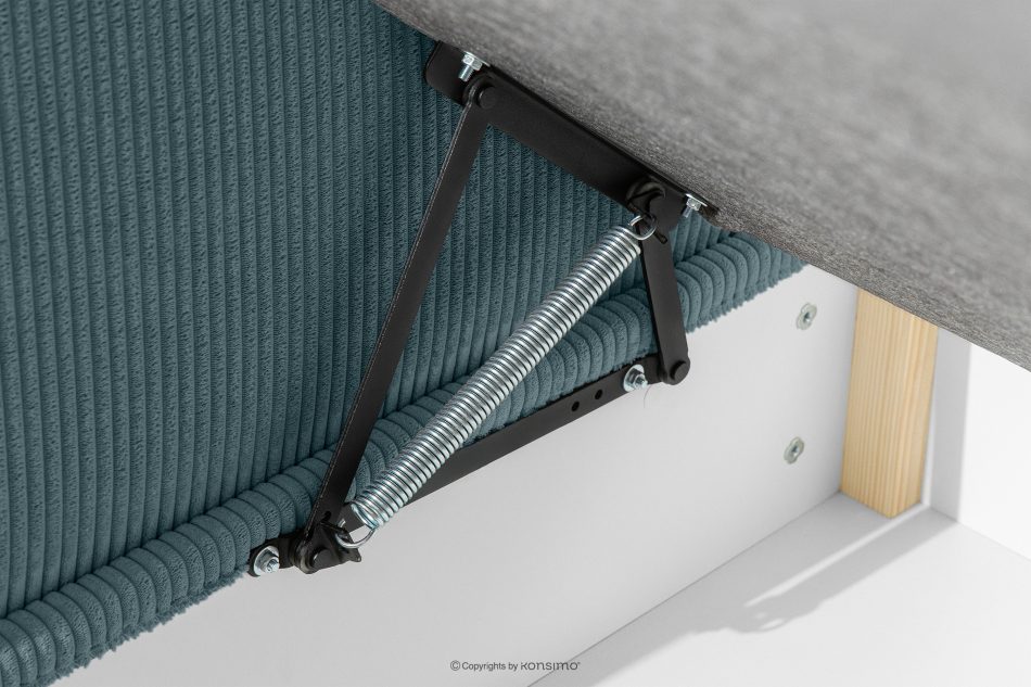 ROTI Boxspringbett für Jugendliche im Sofa-Stil aus Kordstoff 90 cm blau blau - Foto 6