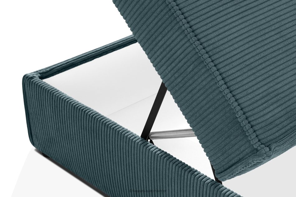 ROTI Boxspringbett für Jugendliche im Sofa-Stil aus Kordstoff 90 cm blau blau - Foto 11