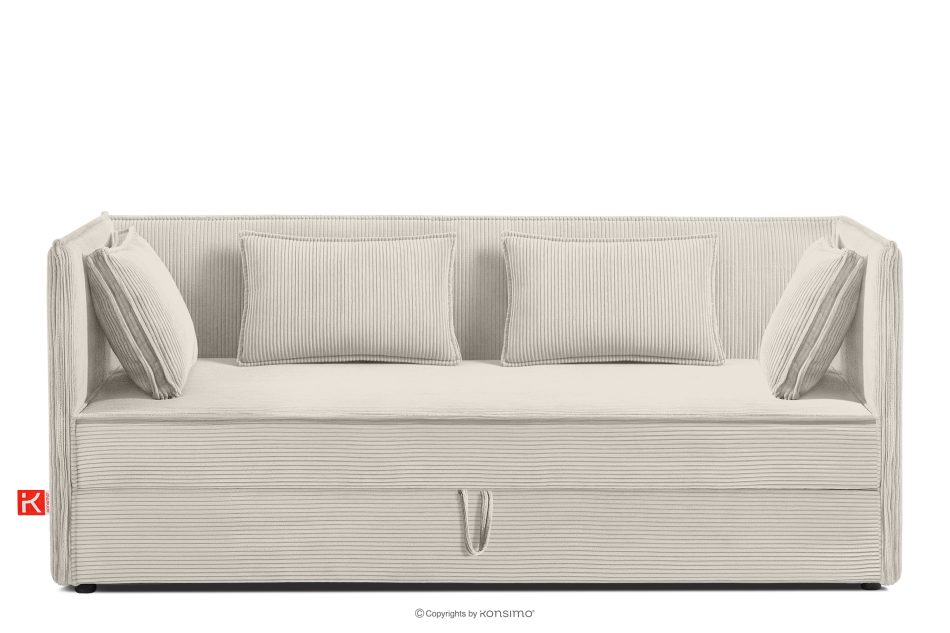 ROTI Boxspringbett für Jugendliche im Sofa-Stil aus Kordstoff 90 cm cremefarben cremefarben - Foto 0