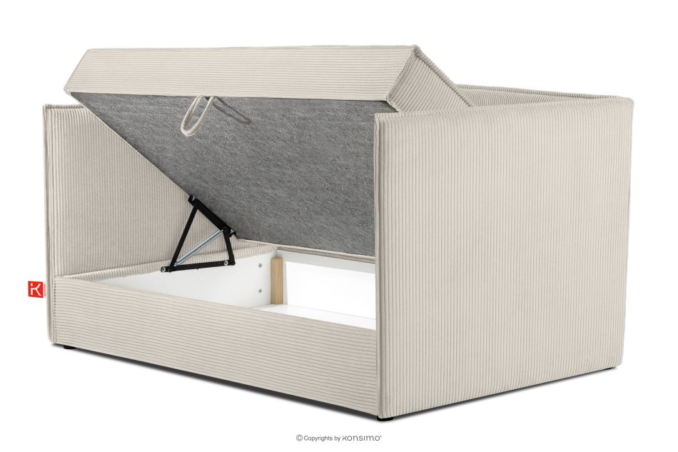 ROTI Boxspringbett für Jugendliche im Sofa-Stil aus Kordstoff 90 cm cremefarben cremefarben - Foto 4