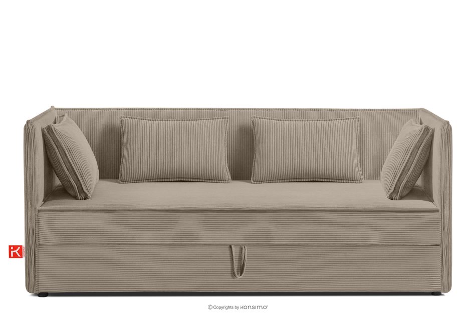 ROTI Boxspringbett für Jugendliche im Sofa-Stil aus Kordstoff 90 cm beige beige - Foto 0