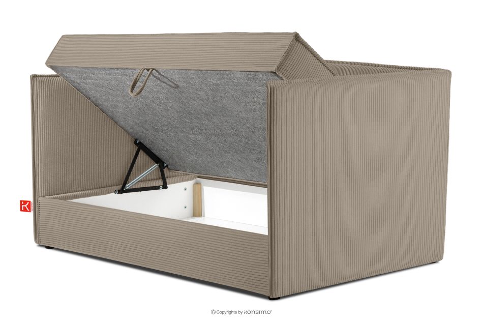 ROTI Boxspringbett für Jugendliche im Sofa-Stil aus Kordstoff 90 cm beige beige - Foto 4