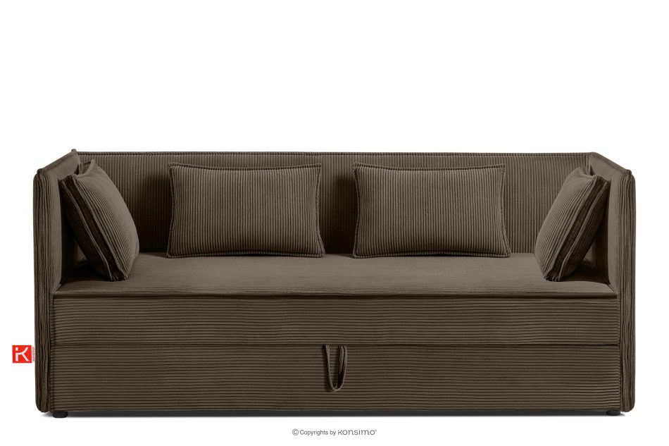 ROTI Boxspringbett für Jugendliche im Sofa-Stil aus Kordstoff 90 cm braun braun - Foto 0