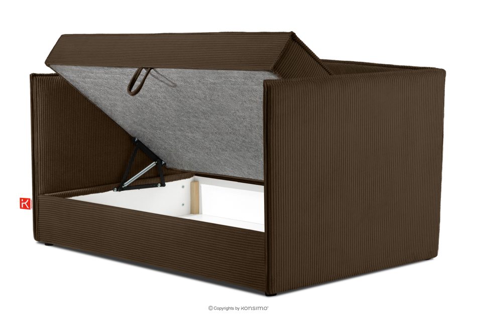 ROTI Boxspringbett mit Sofalehne aus Kordstoff 90 cm dunkelbraun dunkelbraun - Foto 4