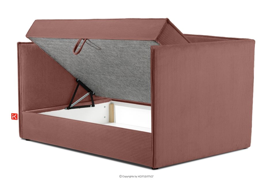 ROTI Boxspringbett mit Sofalehne aus Kordstoff 90 cm rosa rosa - Foto 4