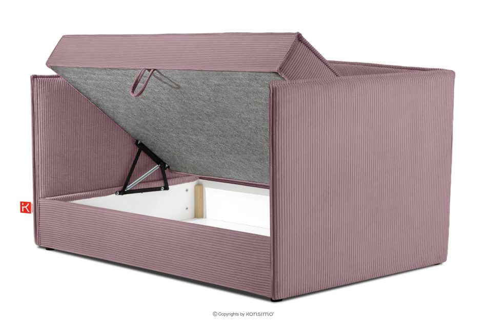 ROTI Boxspringbett mit Sofalehne aus Kordstoff 90 cm hellviolett hellviolett - Foto 4