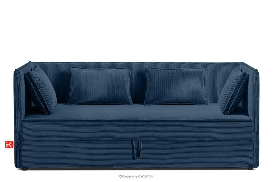 ROTI Boxspringbett mit Sofalehne aus Kordstoff 90 cm marineblau marineblau - Foto 0