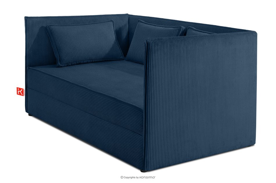 ROTI Boxspringbett mit Sofalehne aus Kordstoff 90 cm marineblau marineblau - Foto 2