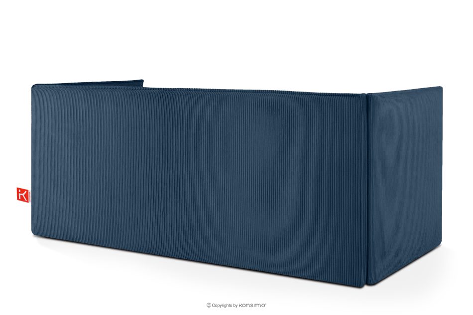ROTI Boxspringbett mit Sofalehne aus Kordstoff 90 cm marineblau marineblau - Foto 3