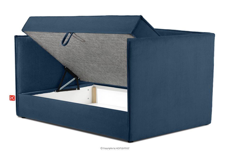 ROTI Boxspringbett mit Sofalehne aus Kordstoff 90 cm marineblau marineblau - Foto 4