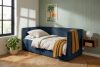 ROTI Boxspringbett mit Sofalehne aus Kordstoff 90 cm marineblau marineblau - Foto 14
