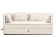 Boxspringbett mit Sofalehne aus Kordstoff 90 cm ecru