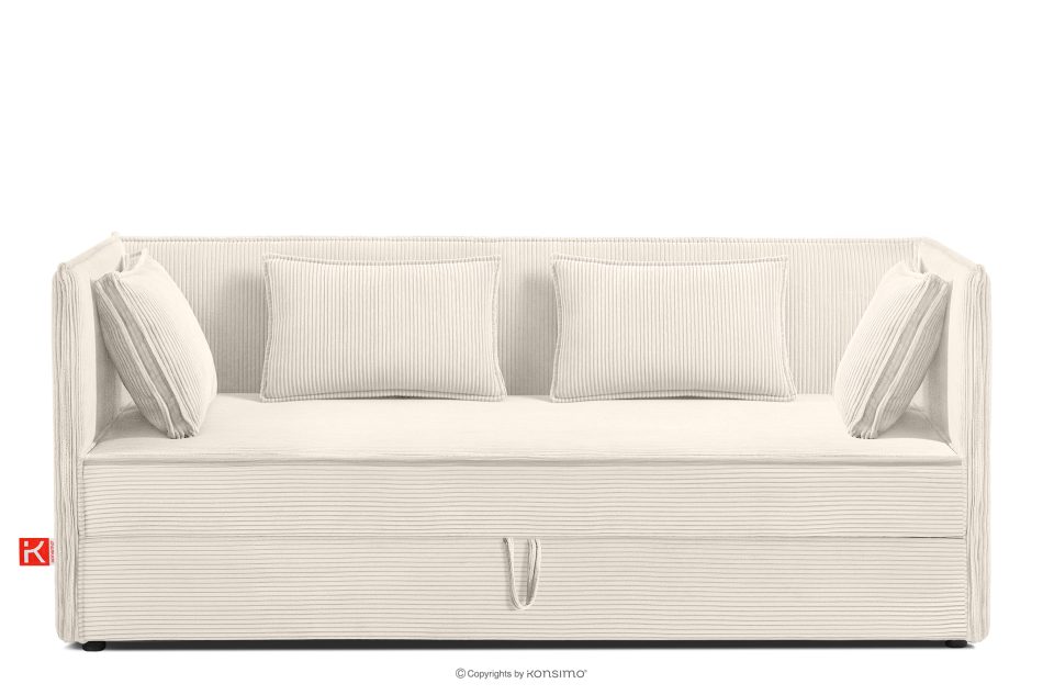 ROTI Boxspringbett mit Sofalehne aus Kordstoff 90 cm ecru ecru - Foto 0