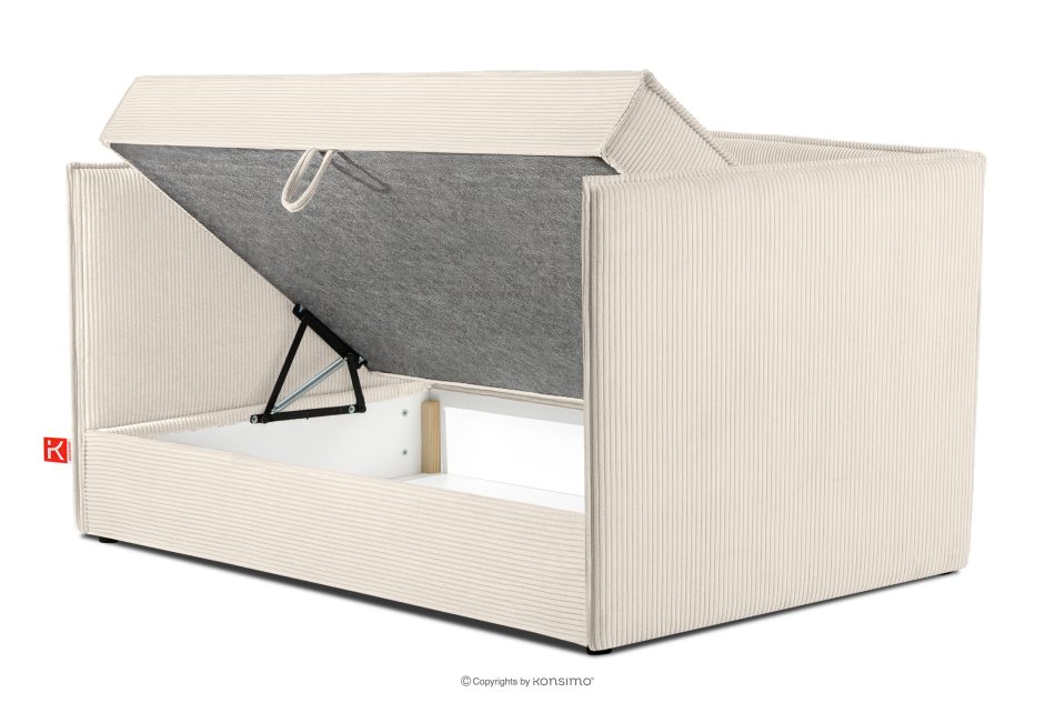 ROTI Boxspringbett mit Sofalehne aus Kordstoff 90 cm ecru ecru - Foto 4