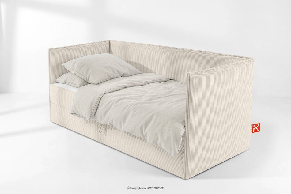 ROTI Boxspringbett mit Sofalehne aus Kordstoff 90 cm ecru ecru - Foto 1