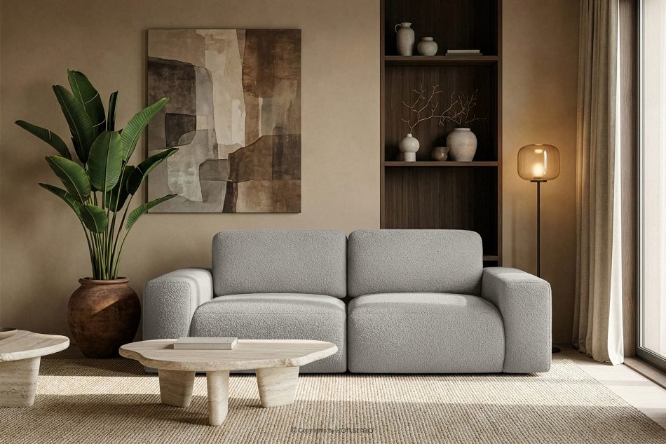 ZUCCO Modulares Zweisitzer-Sofa aus hellgrauem Bouclé-Stoff hellgrau - Foto 10