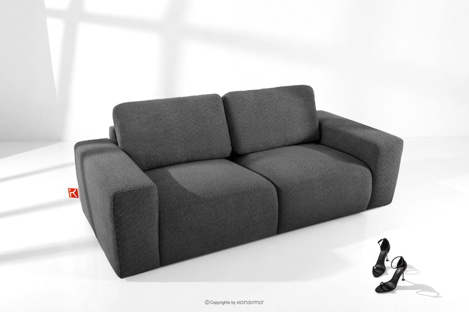 ZUCCO Modulares Zweisitzer-Sofa aus graphitfarbenem Bouclé-Stoff graphit - Foto 1