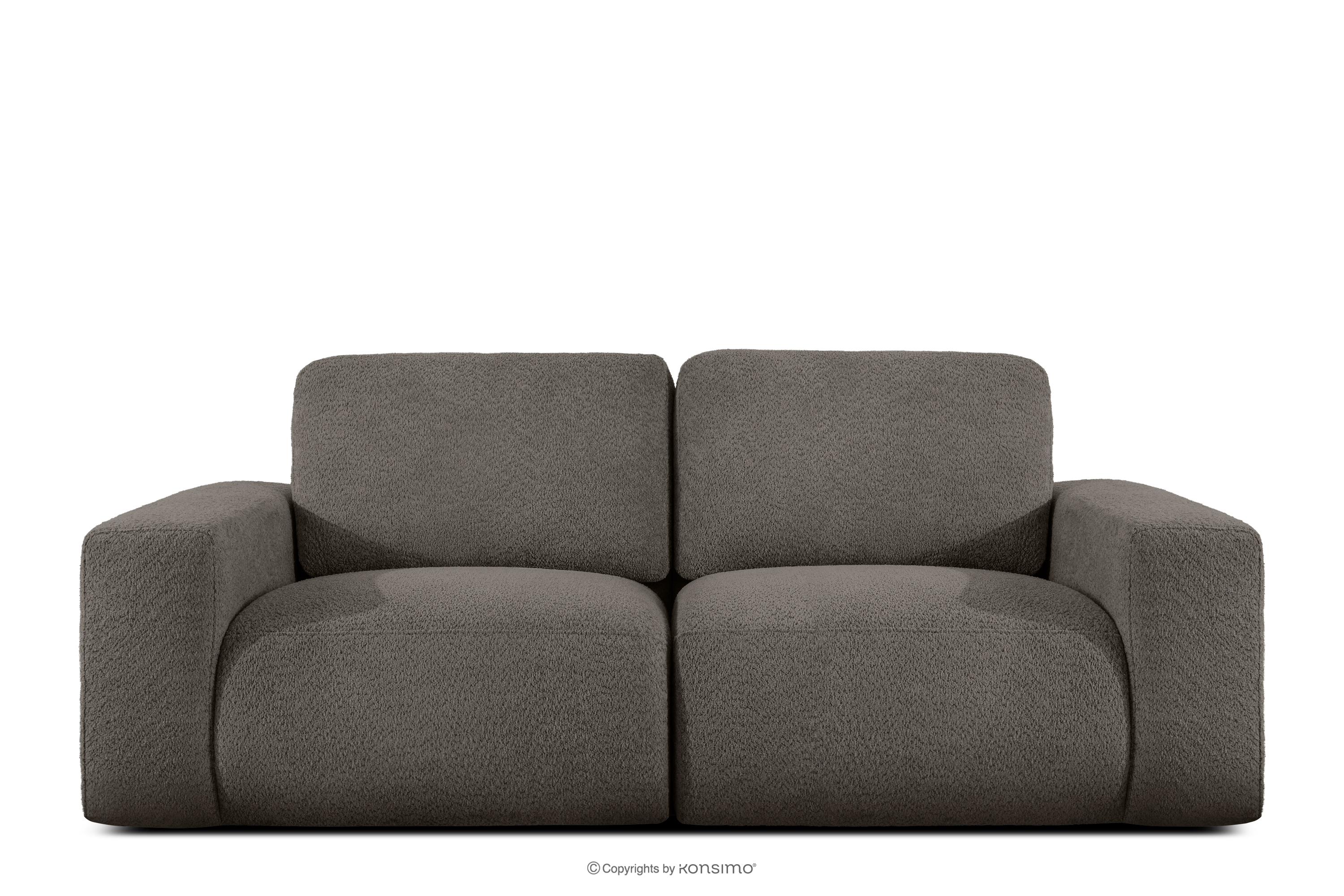 Modulares Zweisitzer-Sofa aus dunkelbraunem Bouclé-Stoff