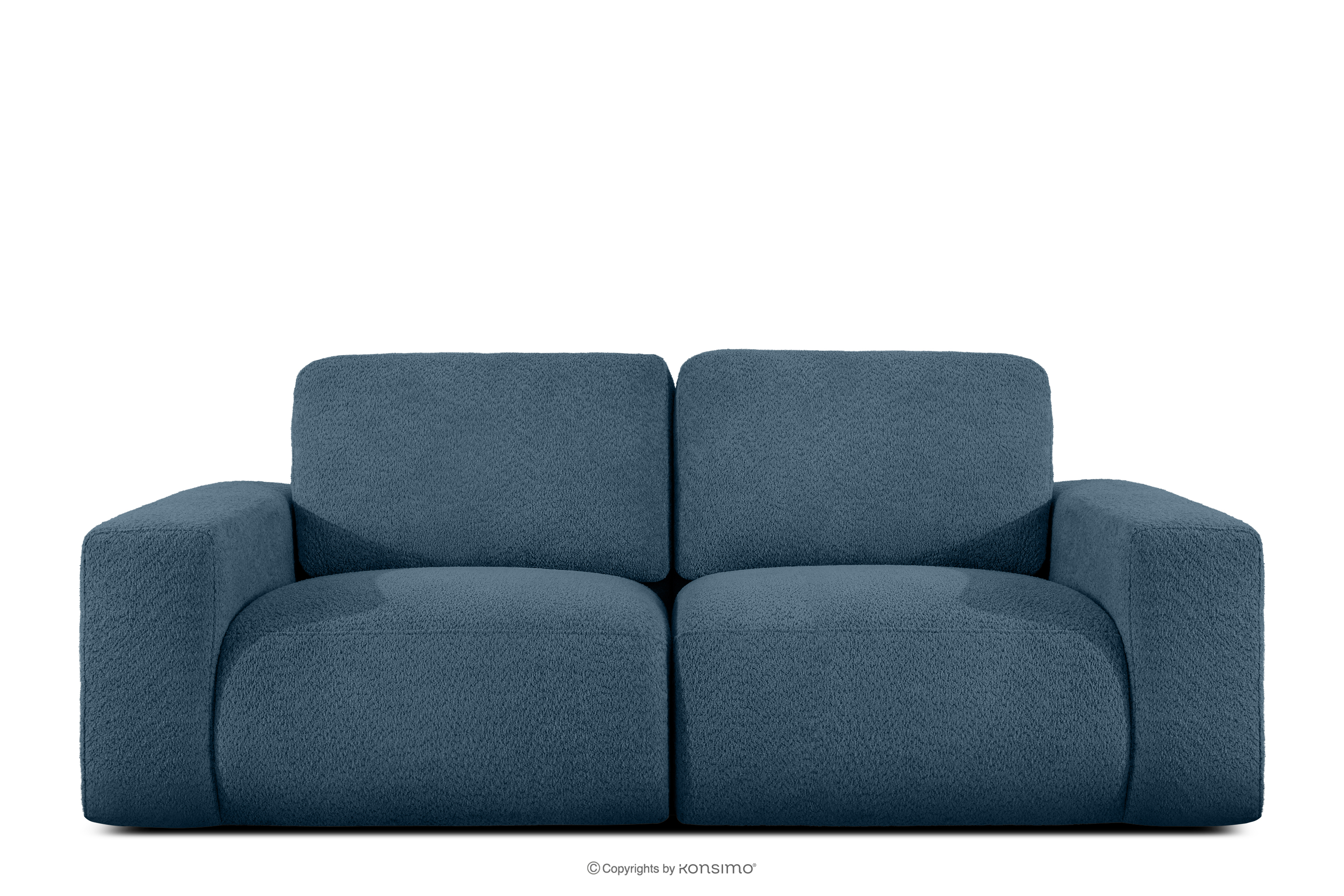 Modulares Zweisitzer-Sofa aus dunkelblauem Bouclé-Stoff