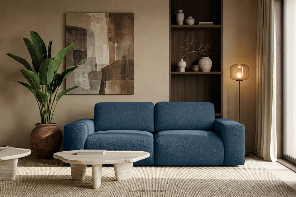 ZUCCO Modulares Zweisitzer-Sofa aus dunkelblauem Bouclé-Stoff dunkelblau - Foto 10