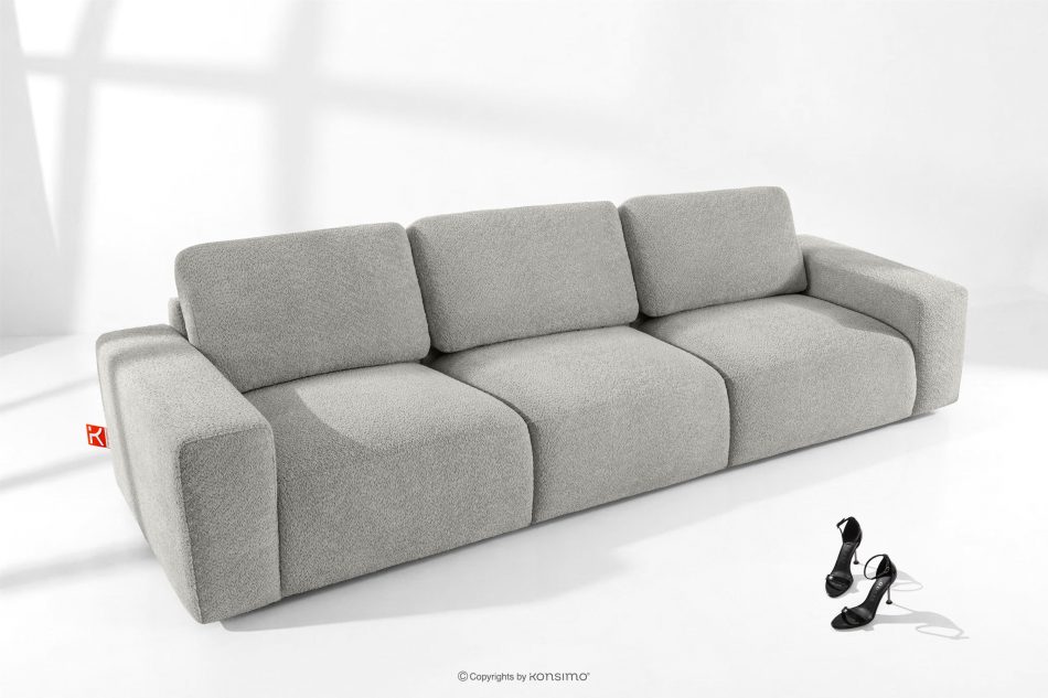 ZUCCO Modulares Dreisitzer-Sofa aus hellgrauem Bouclé-Stoff hellgrau - Foto 1