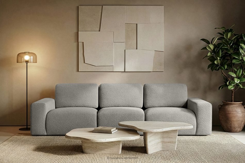 ZUCCO Modulares Dreisitzer-Sofa aus hellgrauem Bouclé-Stoff hellgrau - Foto 10