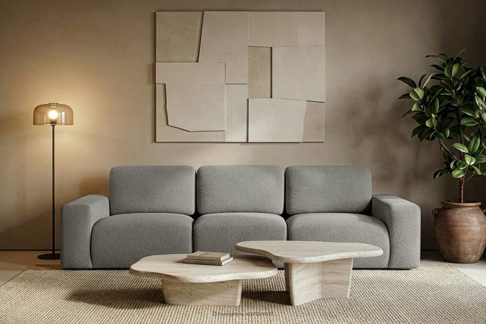 ZUCCO Modulares Dreisitzer-Sofa aus dunkelgrauem Bouclé-Stoff dunkelgrau - Foto 10