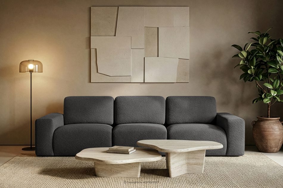 ZUCCO Modulares Dreisitzer-Sofa aus graphitfarbenem Bouclé-Stoff graphit - Foto 10