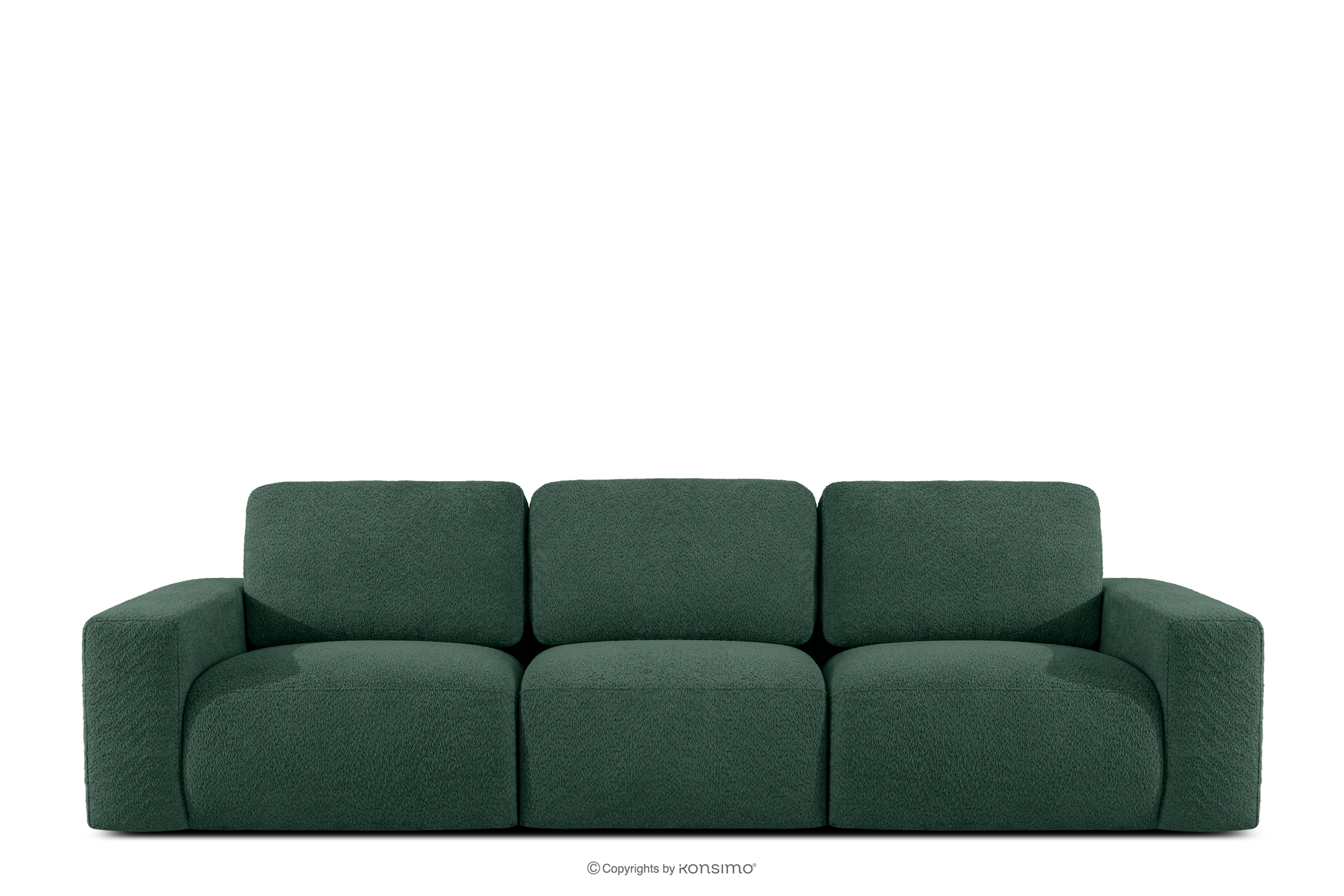 Modulares Dreisitzer-Sofa aus grünem Bouclé-Stoff